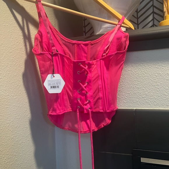 hot pink mesh bustier top - Picture 2 of 4